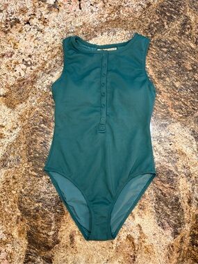 NWOT Andie Teal Textured Button-Front One-Piece Swimsuit